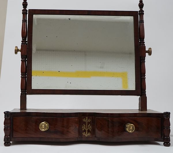 A REGENCY BRASS INLAID TOILET MIRROR