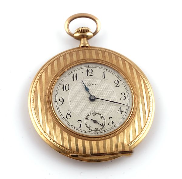 A VULCAIN GOLD CASED, KEYLESS WIND OPENFACED DRESS WATCH