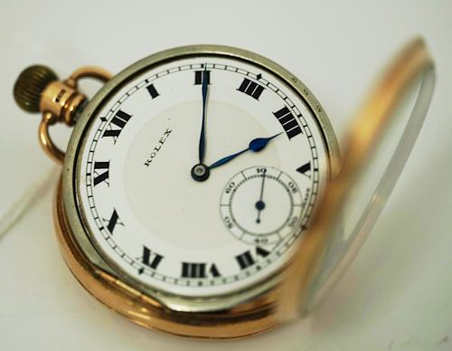 A ROLEX 9CT GOLD CASED, KEYLESS WIND, OPENFACED GENTLEMAN'S POCKET WATCH