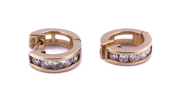 A PAIR OF GOLD AND DIAMOND EARRINGS