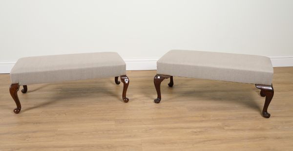 A NEAR PAIR OF GEORGE II STYLE RECTANGULAR FOOTSTOOLS (2)