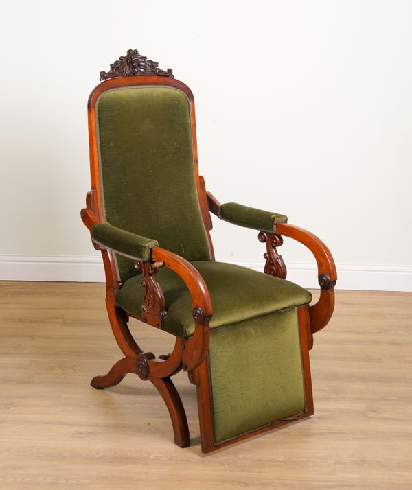 AN EARLY 19TH CENTURY MAHOGANY FRAMED METAMORPHIC OPEN ARMCHAIR