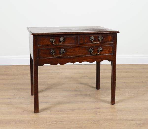 A MID 18TH CENTURY MAHOGANY THREE DRAWER LOWBOY