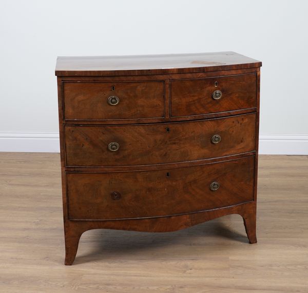 A REGENCY MAHOGANY BOWFRONT FOUR DRAWER CHEST