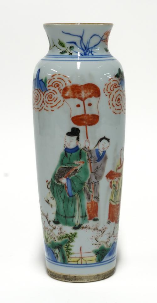 A CHINESE WUCAI- STYLE SMALL ROULEAU VASE
