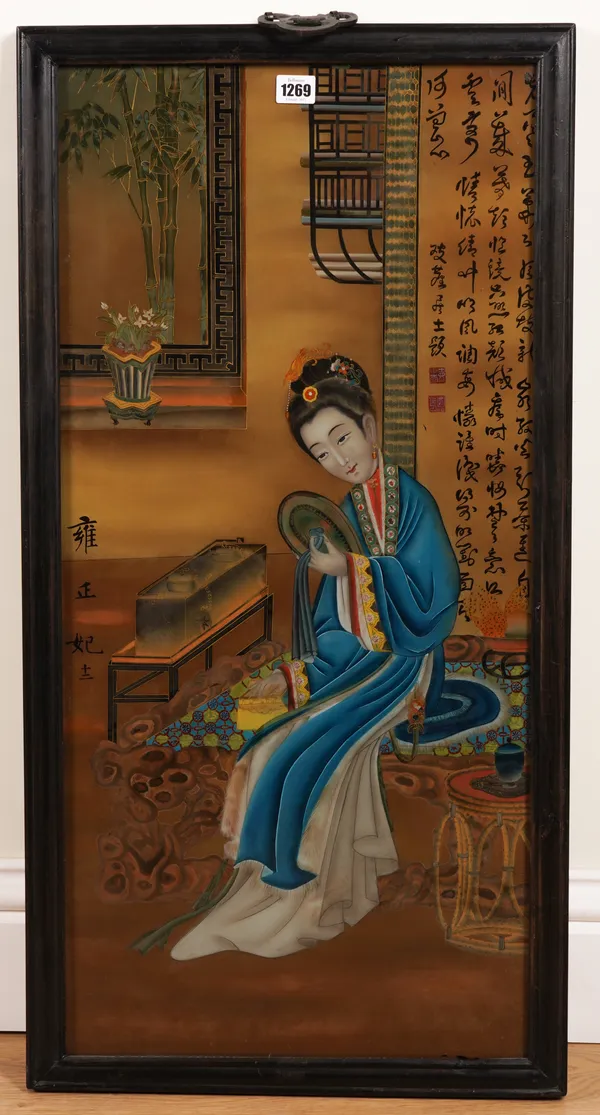 A CHINESE REVERSE GLASS PAINTING