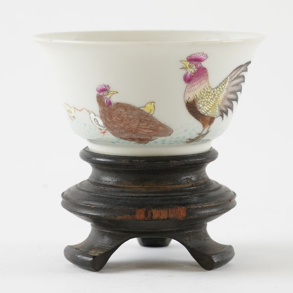 A CHINESE FAMILLE-ROSE `CHICKEN' CUP