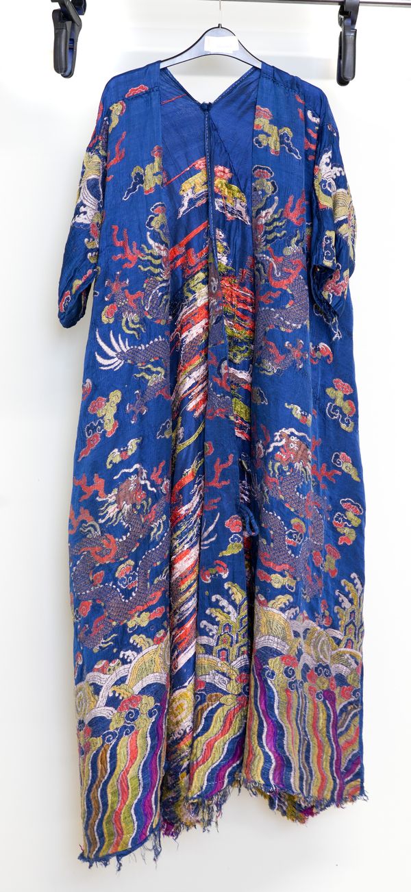 A CHINESE BLUE-GROUND ROBE