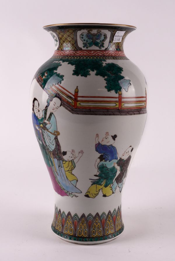 A JAPANESE KUTANI STYLE BALUSTER VASE