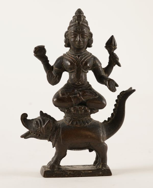 AN INDIAN BRONZE FIGURE OF GANGA