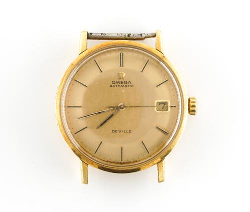 OMEGA SEAMASTER DE VILLE. A GOLD AUTOMATIC CALENDAR WRISTWATCH