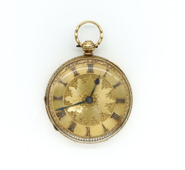 A VICTORIAN 18CT GOLD CASED KEYWIND OPENFACED POCKET WATCH