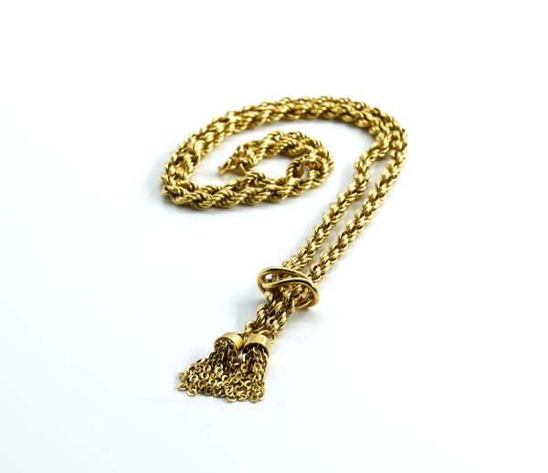 A GOLD ROPETWIST LINK NECKLACE