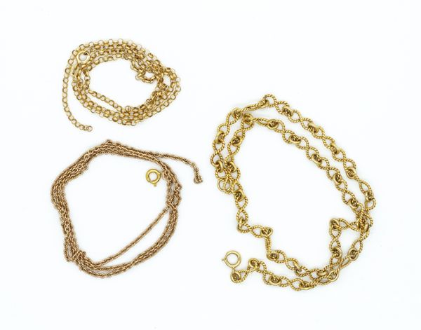 THREE 9CT GOLD NECKCHAINS (3)