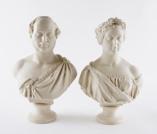 A PAIR OF COPELAND PARIAN BUSTS OF QUEEN VICTORIA AND PRINCE ALBERT (2)