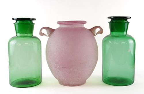 AN ITALIAN SEGUSO VETRI D’ARTE PINK GLASS VASE (3)