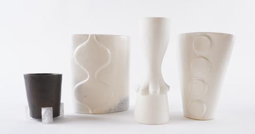 JONATHAN ADLER: A PORCELAIN ‘CAMILLE’ PATTERN VASE AND TWO OTHERS (3)