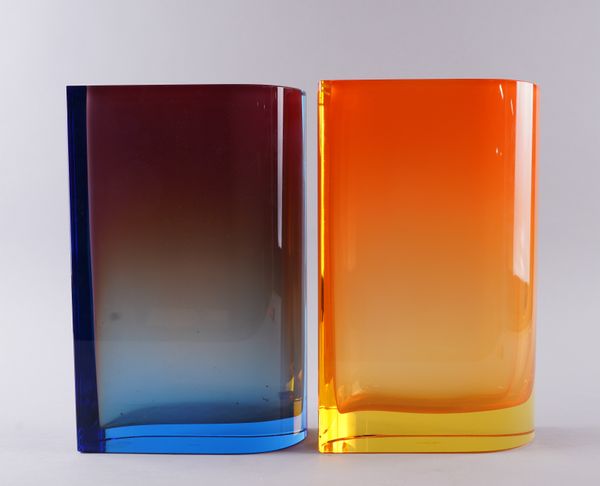 MOSER: A PAIR OF GLASS VASES (2)