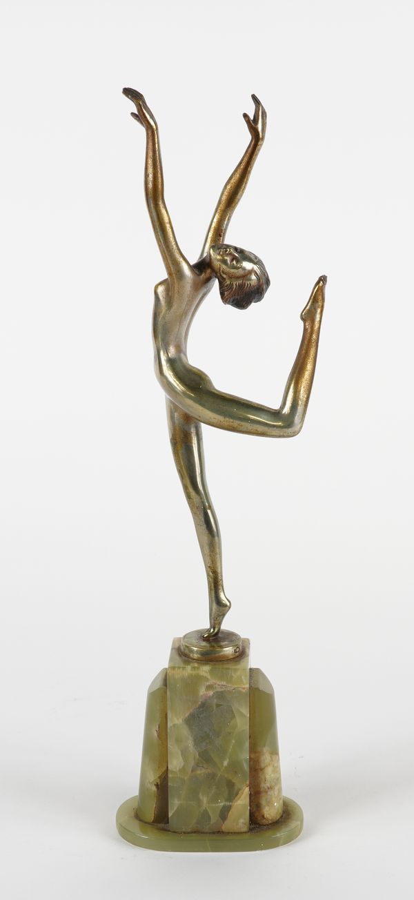 ATTRIBUTED TO JOSEPF LORENZL (1892-1950): A PATINATED BRONZE FIGURE OF A DANCER