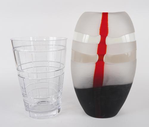 RALPH LAUREN: A CUT GLASS VASE AND ANOTHER ITALIAN ART GLASS VASE (2)