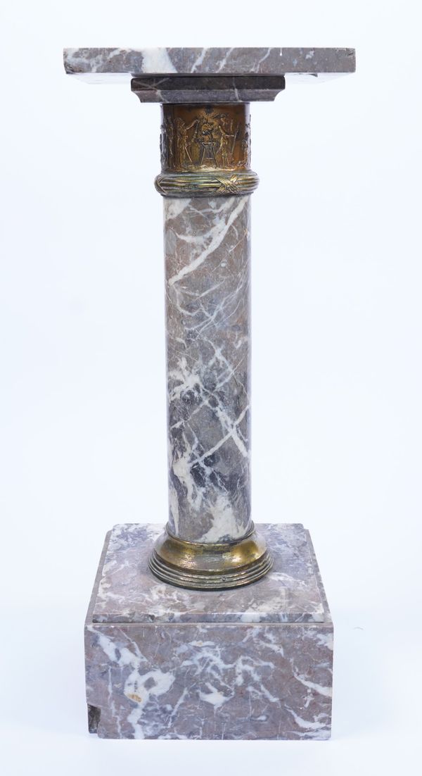 A GILT-METAL MOUNTED GREY MARBLE EGYPTIAN REVIVAL COLUMN