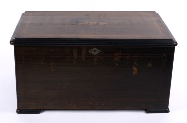 A SWISS ROSEWOOD AND MARQUETRY ‘BELLS IN VIEW’ EIGHT AIRS MUSIC BOX