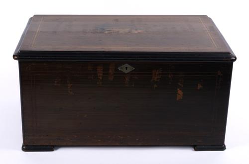 A SWISS ROSEWOOD AND MARQUETRY ‘BELLS IN VIEW’ EIGHT AIRS MUSIC BOX