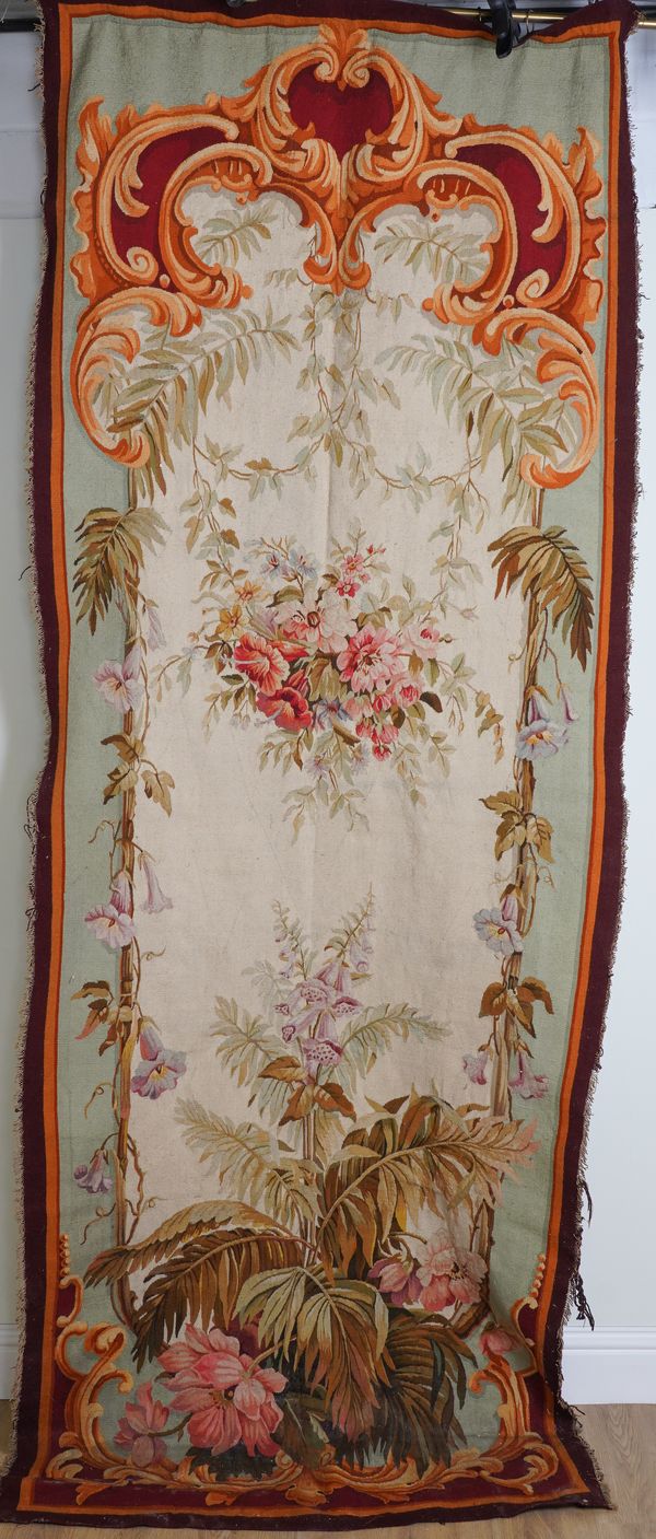 A FRENCH LOUIS XV STYLE AUBUSSON TAPESTRY PANEL