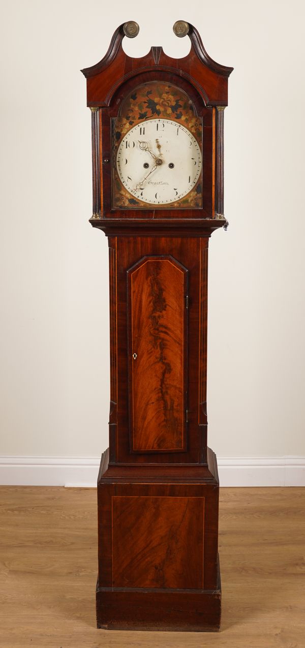 A MAHOGANY AND OUTLINE EIGHT-DAY LONGCASE TIMEPIECE