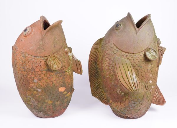 A PAIR OF TERRACOTTA FISH (2)