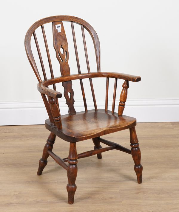 A 19TH CENTURY CHILD’S ASH AND ELM WINDSOR CHAIR