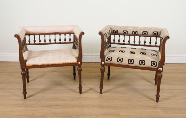 A PAIR OF LATE 19TH CENTURY SQUARE BACK WINDOW SEATS (2)