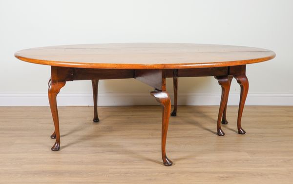 A GEORGE II STYLE ELM DROP FLAP WAKE TABLE