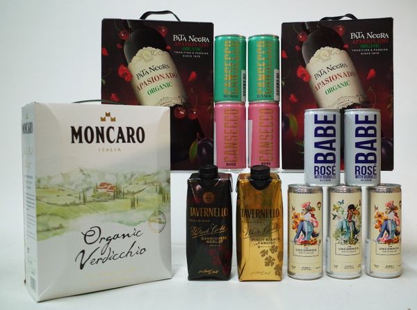 3 BOXES, 9 CANS AND 2 CARTONS ITALIAN AND PORTUGUESE WINE - MIXED