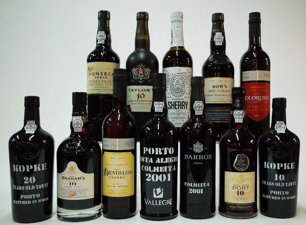 12 BOTTLES SHERRY AND PORT