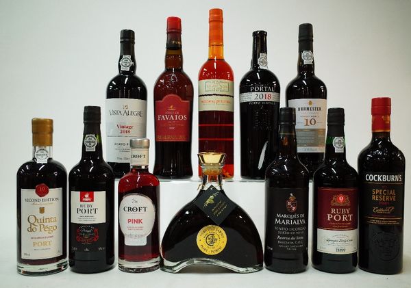 10 BOTTLES PORT AND 2 MOSCATEL