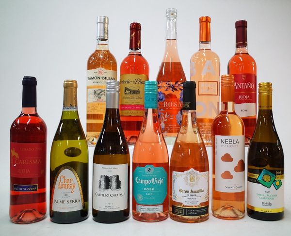 12 BOTTLES SPANISH WHITE AND ROSE WINE