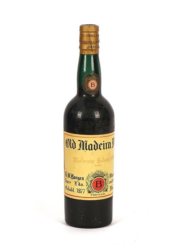 A BOTTLE OF H.M. BORGES OLD MADEIRA WINE MALMSEY SOLERA 1920