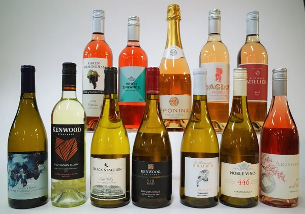 12 BOTTLES AMERICAN WHITE AND ROSÉ WINE