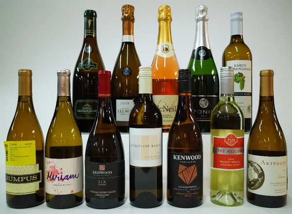12 BOTTLES AMERICAN AND FRENCH WHITE AND SPARKLING WINE