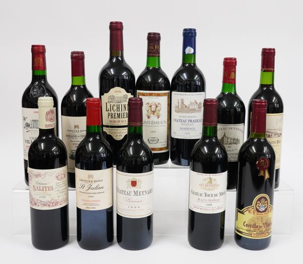TWELVE BOTTLES OF RED WINE TO INCLUDE A BOTTLE OF CHATEAU TOUR DU MONT HAUT-MEDOC 1998 (12)