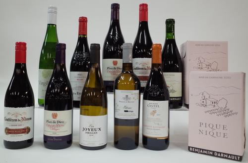 10 BOTTLES FRENCH RED AND WHITE WINE AND 2 BOXES ROSÉ