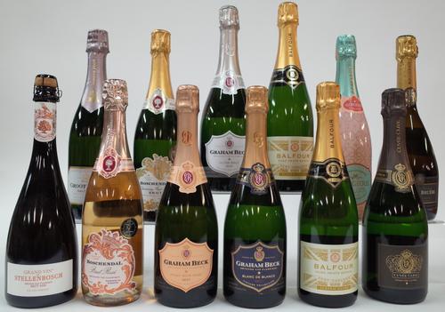 12 BOTTLES SOUTH AFRICAN SPARKLING WHITE AND ROSÉ WINE