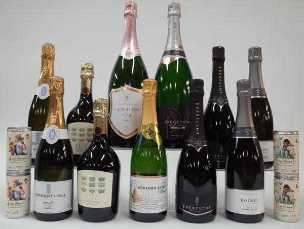 11 BOTTLES AND 4 CANS ENGLISH SPARKLING WINE