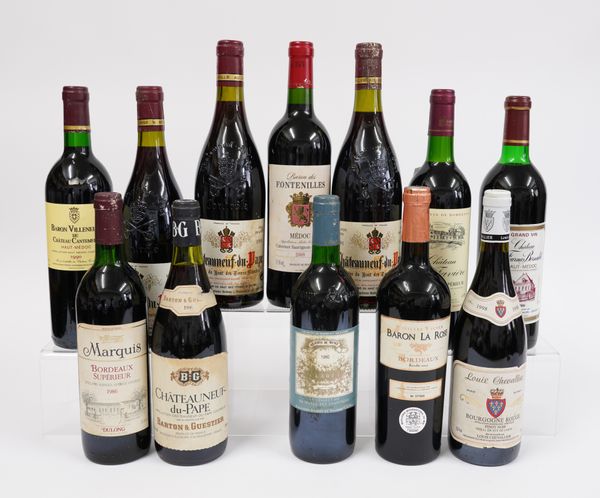 TWELVE MIXED BOTTLES OF RED WINE INCLUDING THREE BOTTLES OF DOMAINE DU EARL DES TERRES BLANCHES CHATEAUNEUF-DU-PAPE 1991 (12)