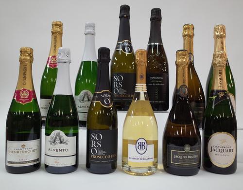 12 BOTTLES CHAMPAGNE AND SPARKLING WINE