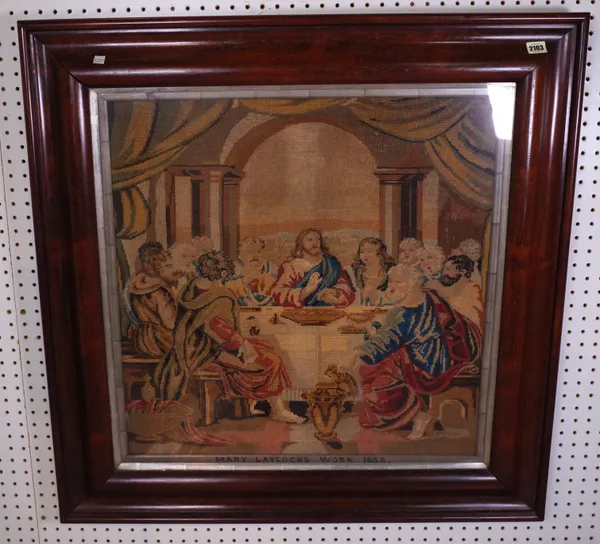 A VICTORIAN WOOLWORK TAPESTRY DEPICTING THE LAST SUPPER