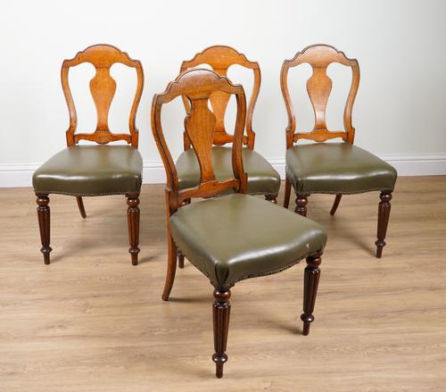 W. PRIEST; A SET OF FOUR 19TH CENTURY OAK FRAMED VASE BACK DINING CHAIRS (4)