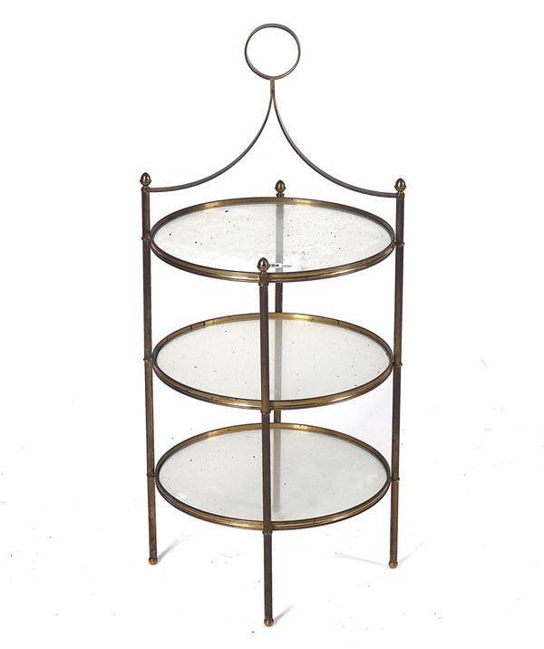 A MID-20TH CENTURY LACQUERED BRASS ETAGERE