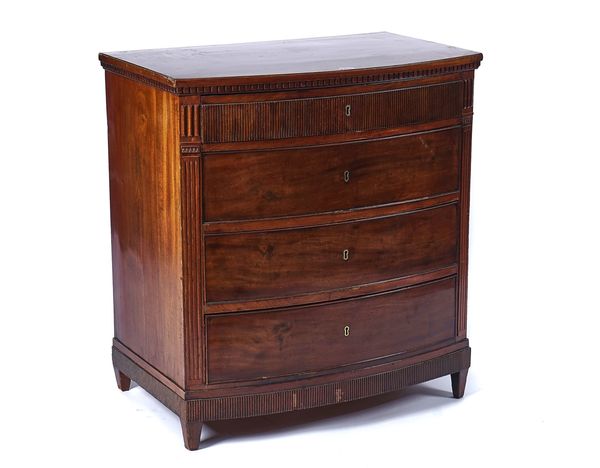 A 19TH CENTURY DUTCH MAHOGANY BOWFRONT CHEST